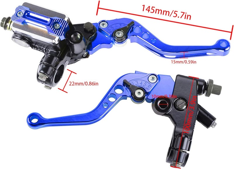 vatkan Universal Motorcycle Brake Lever 7/8" 22mm Hydraulic Brake ＆ Clutch Master Cylinder Reservoir Lever Left ＆ Right Modification Brake Clutch Lever for Harley Honda Kawasaki Suzuki Yamaha（Blue） - Image 3